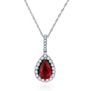 Ruby and Diamond Teardrop Pendant
