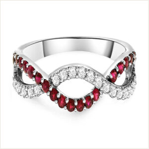 Twisted Shank Ruby and Diamond Ring