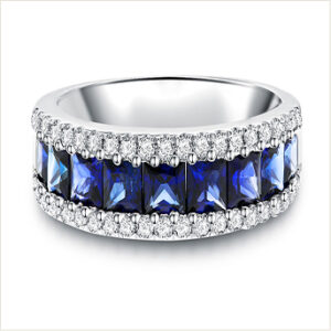 Princess Cut Sapphire and Diamond Ring